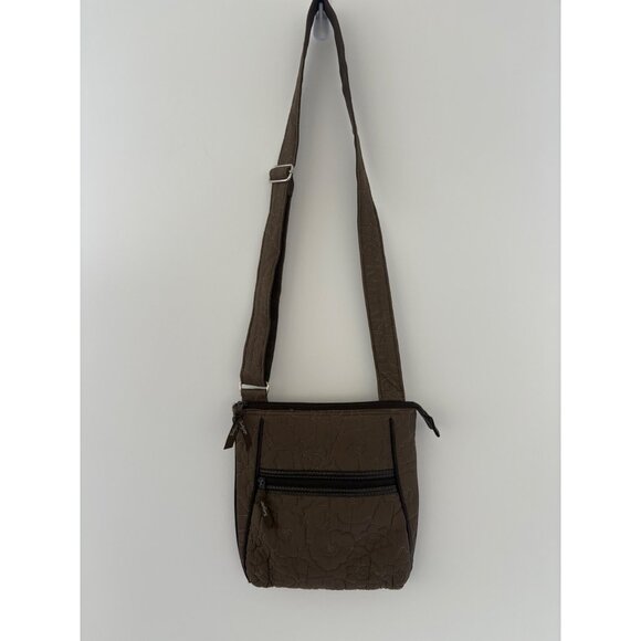 Thirty-One Brown Quilted Crossbody Bag W Adjustable Strap & Front Zipper Pocket‎ - Picture 1 of 16